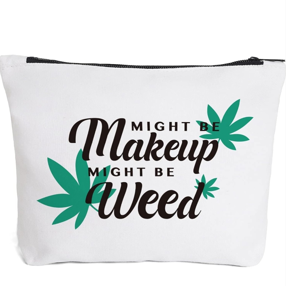 White and Green Makeup Pouch